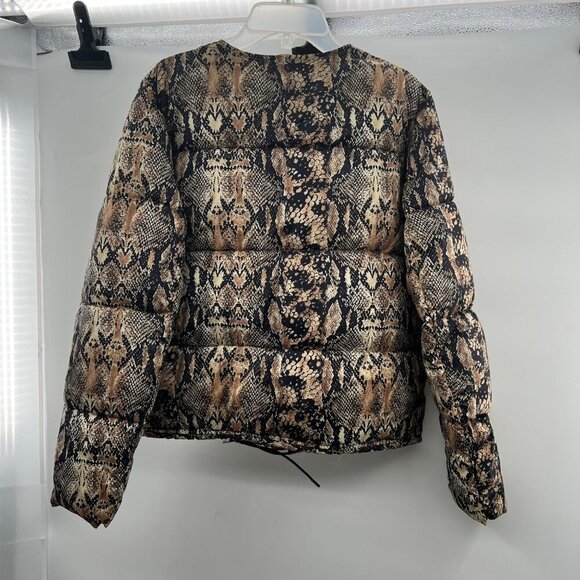 H&M Women's Snake Print Quilted Coat Full Zip Multicolor Size Small Pockets - Picture 7 of 8